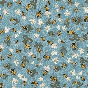 Clover Bee Ditsy-reef waters blue