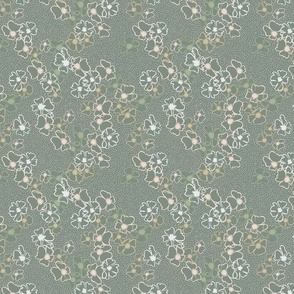 Vintage Floral Dotty_lily pad green
