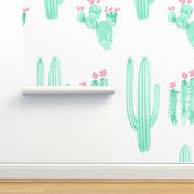 Jumbo XL Watercolor Cactus || Mint green, jade pink succulent Arizona desert _Miss Chiff Designs 