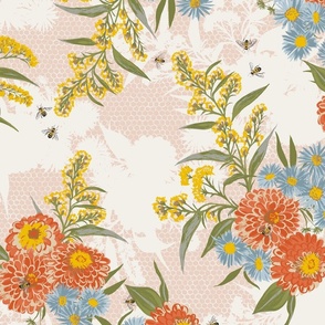 Bee Bouquet Floral - cream tan