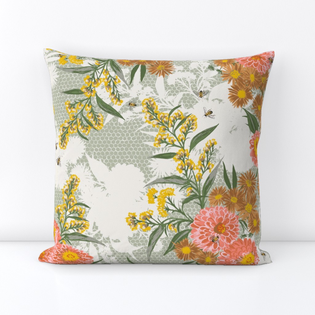 Bee Bouquet Floral - swamp green