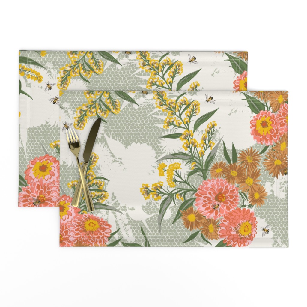 Bee Bouquet Floral - swamp green