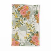 Bee Bouquet Floral - swamp green