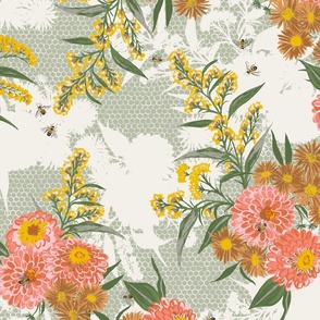 Bee Bouquet Floral - swamp green