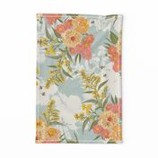 Bee Bouquet Floral - surf spray blue green