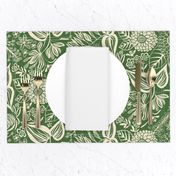 Bee Garden - artichoke green and ivory