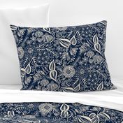 Bee Garden - navy blue and ivory cream