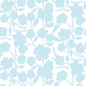 Silhouette Folk Floral_saltwater blue on natural white ground