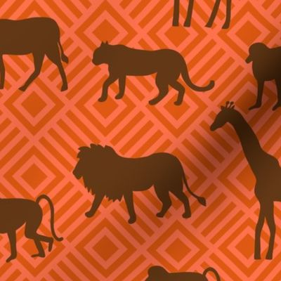 Wilds of Africa Animals Orange Brown