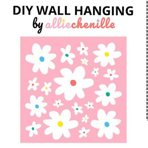 Pink white daisies DIY wall hanging cut and sew project