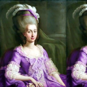 Marie Antoinette inspired princesses purple gowns lace baroque victorian beautiful lady woman beauty portraits pouf Bouffant ballgowns bows feathers hats fascinators rococo  elegant gothic lolita egl 18th  century neoclassical  historical grey white hair 