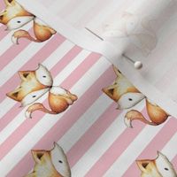 Sweet Baby Fox (pink stripe) SMALLER - Woodland Animal Baby Nursery Crib Sheets Blanket Bedding GingerLous