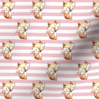 Sweet Baby Fox (pink stripe) SMALLER - Woodland Animal Baby Nursery Crib Sheets Blanket Bedding GingerLous