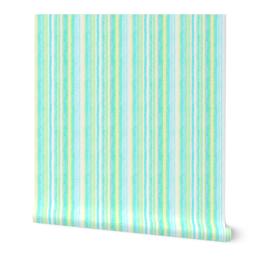 Boardwalk Stripes Turquoise Lime on White 450