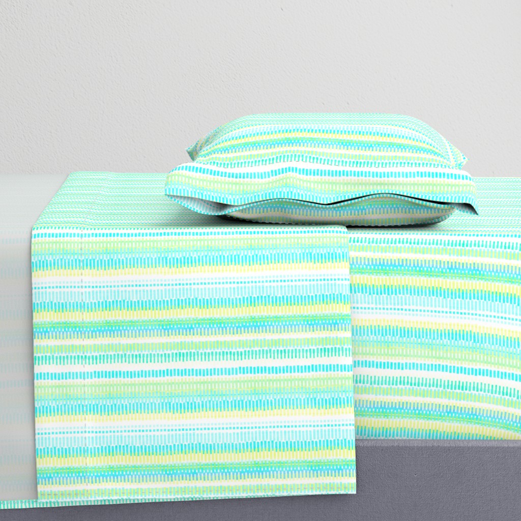 Boardwalk Stripes Turquoise Lime on White 450