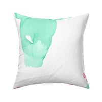 Jumbo XL  Watercolor Cactus || Prickly Pear Succulent Arizona Desert Plant Mint Green Jade Pink