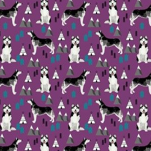 husky (small scale) hiking trail camping dog fabric purple