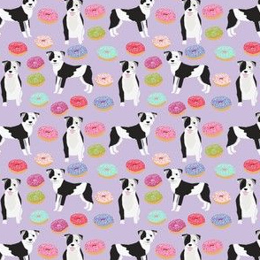 pitbulls (small scale) bw coat donuts dog breed fabric lavender