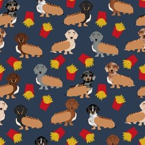 dachshund (small scale) fries hot dogs costumes dog fabric navy