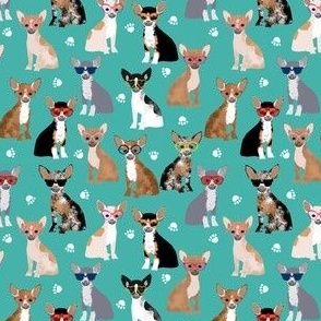 chihuahua (small scale) glasses dog breed fabric blue