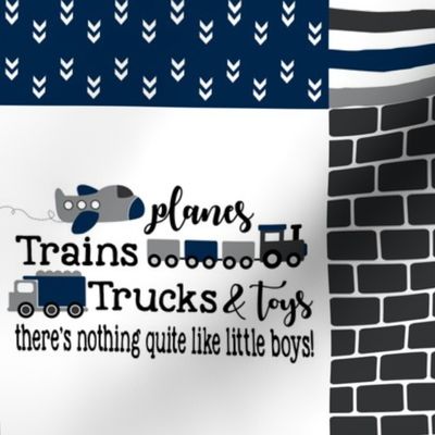 Planes, Trains, Trucks & Toys - Wholecloth Cheater Quilt