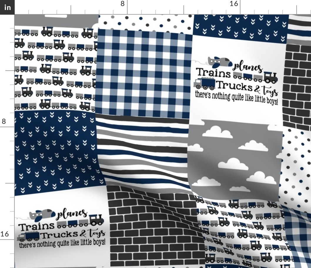 Planes, Trains, Trucks & Toys - Wholecloth Cheater Quilt