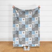 Farm//Love you till the cows come home - baby blue - Wholecloth Cheater Quilt - Rotated