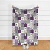 Farm//Love you till the cows come home - Plum - Wholecloth Cheater Quilt - Rotated