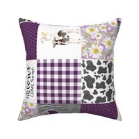 Farm//Love you till the cows come home - Plum - Wholecloth Cheater Quilt - Rotated