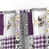 Farm//Love you till the cows come home - Plum - Wholecloth Cheater Quilt - Rotated