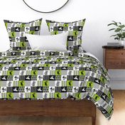 3 inch Motocross//A little Dirt Never Hurt - Lime - Wholecloth Cheater Quilt - Rotated