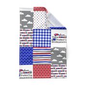 Planes, Trains, Trucks & Toys - Royal Blue/Red - Wholecloth Cheater Quilt