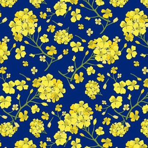 Floral Love of Mustard in Blue