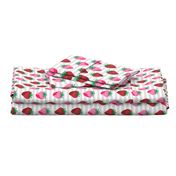 strawberry fruit summer food berry fabric stripes grey