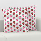 strawberry fruit summer food berry fabric stripes grey