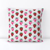 strawberry fruit summer food berry fabric stripes grey