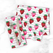 strawberry fruit summer food berry fabric stripes grey