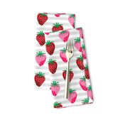 strawberry fruit summer food berry fabric stripes grey