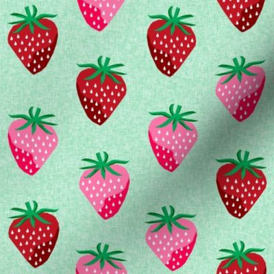 strawberry fruit summer food berry fabric mint