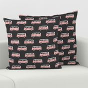 retro van - camping - surfing - pink on grey