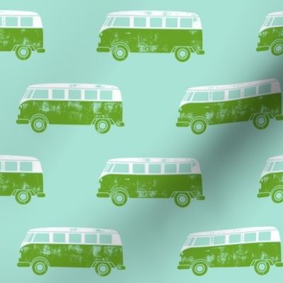 retro van - camping - surfing - green