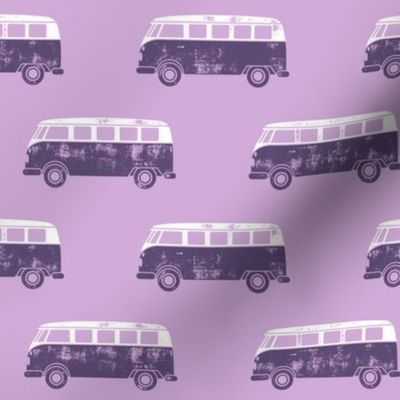 retro van - camping - surfing - purple