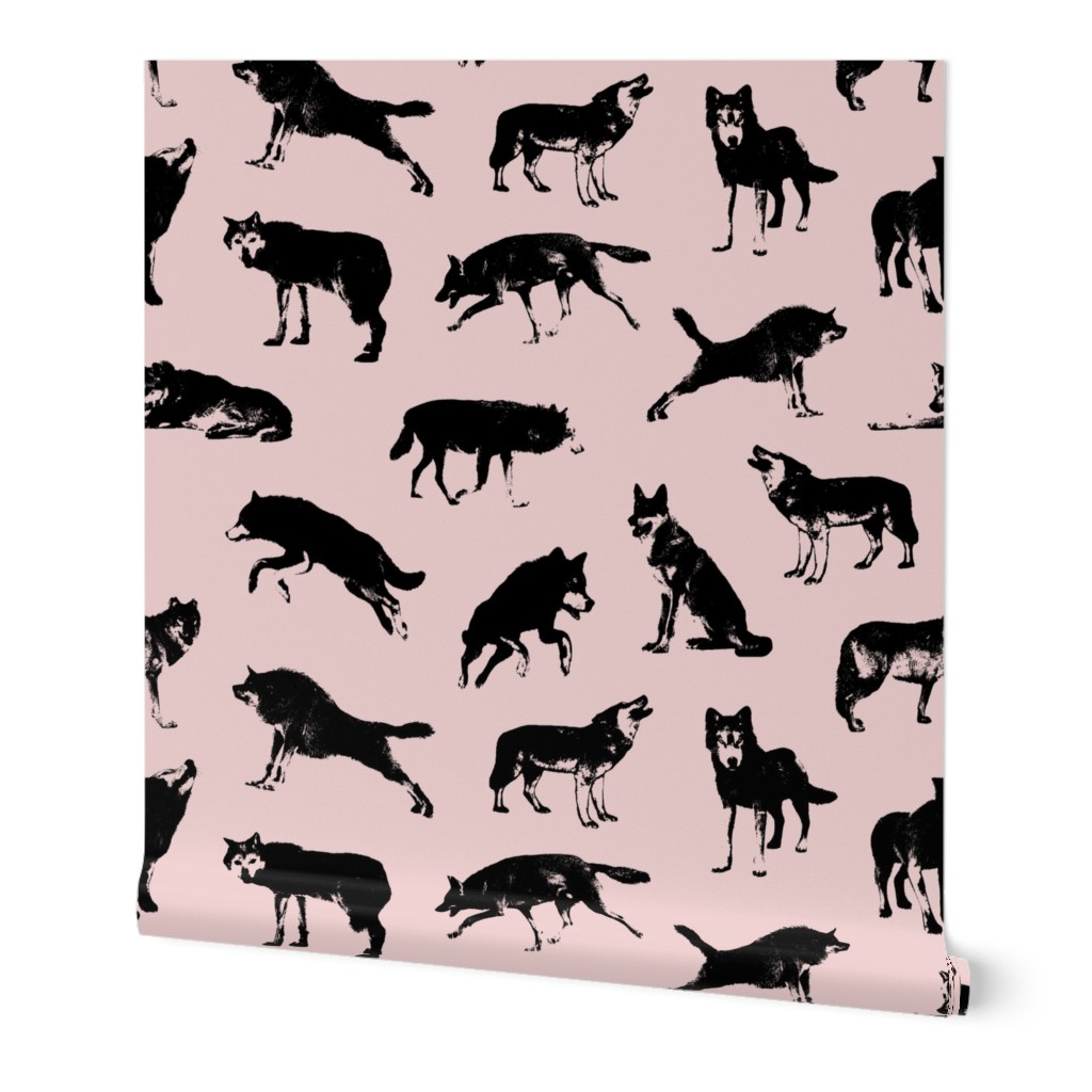 Wolves on Pale Rose // Large-size