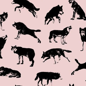 Wolves on Pale Rose // Large-size