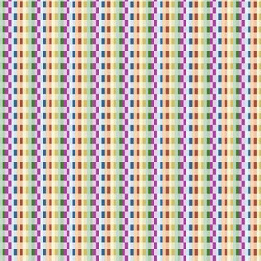 Green, purple, pink, yellow and blue checkered
