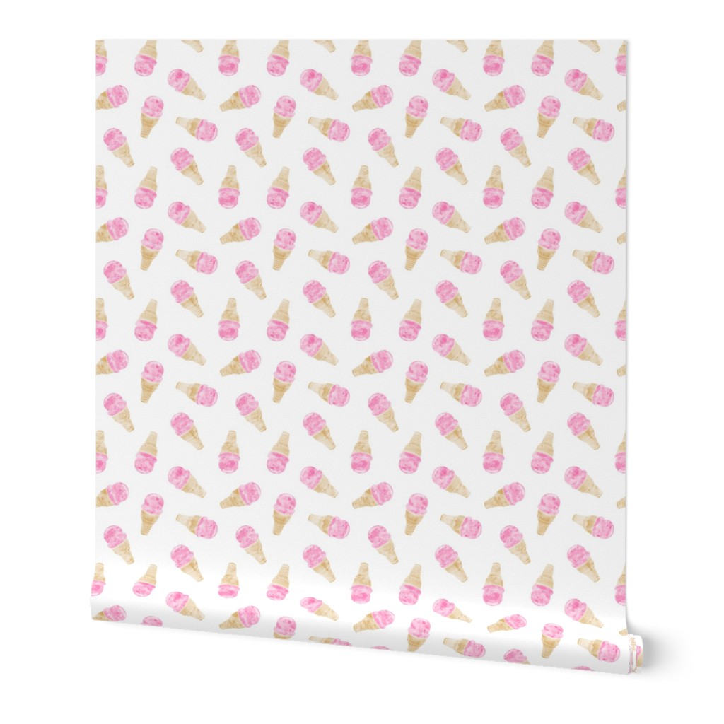 (small scale) watercolor ice-cream cones on pale pink