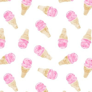 (small scale) watercolor ice-cream cones on pale pink