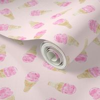 (small scale) watercolor ice-cream cones on pale pink