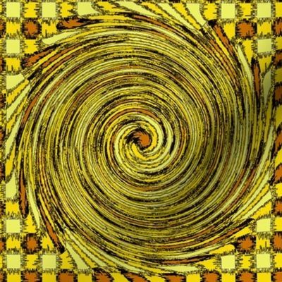 HCF32 -Large -  Hurricane on a Checkered Field of Yellow and Golden Tan