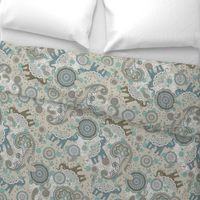 Paisley Elephant Mandala duck egg beige